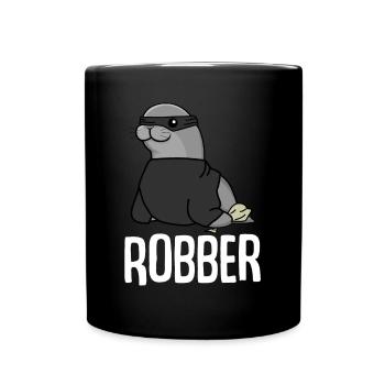 Robbe Dieb Räuber Einbrecher Seerobbe - Tasse einfarbig - Schwarz - Vorne