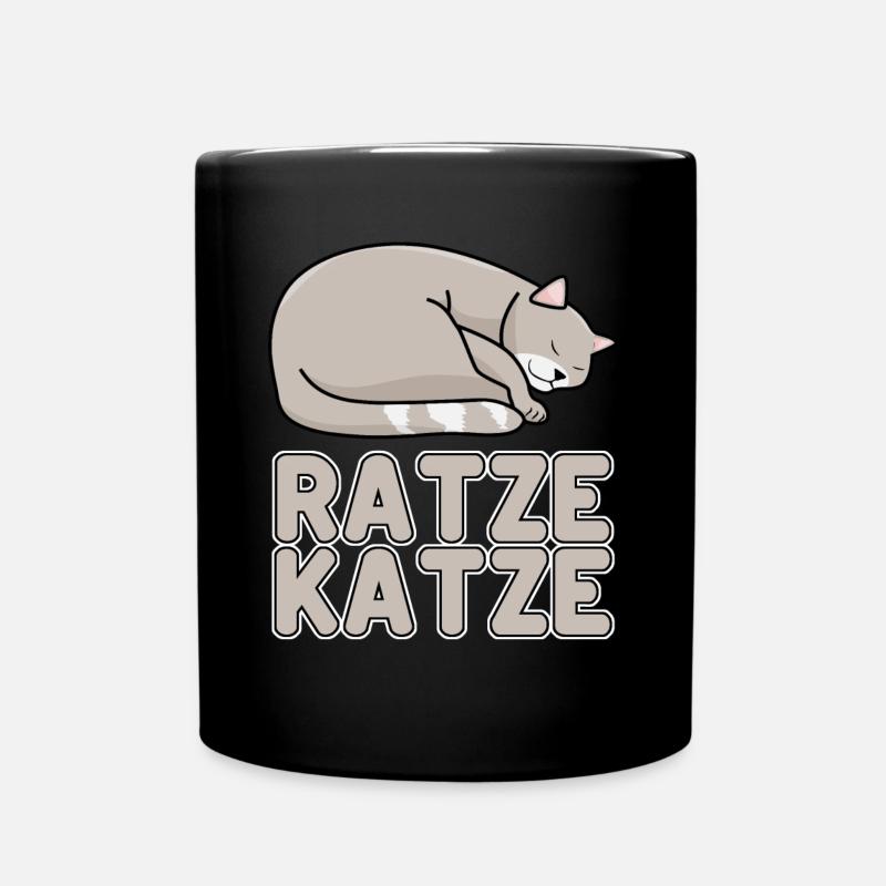Hauskatze Müde Schlafende Ratze Katze - Tasse einfarbig - Schwarz
