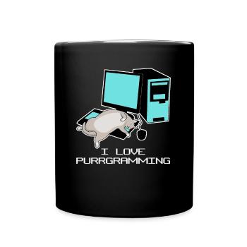 Programmierer Admin Computer Katze - Tasse einfarbig - Schwarz - Vorne