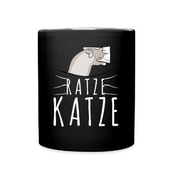 Hauskatze Schlafen Müde Ratze Katze - Tasse einfarbig - Schwarz - Vorne