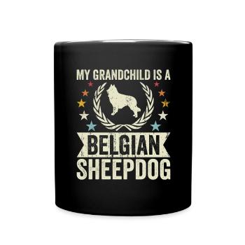 Mon petit-fils est un berger belge - Mug uni - noir - Devant