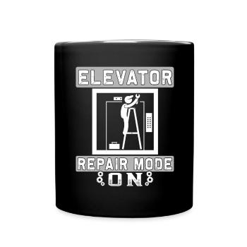 elevator repair mode on - Elevator mechanic - Full Colour Mug - black - Front