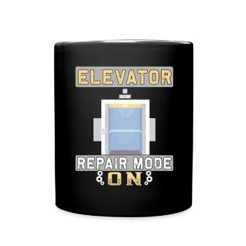 elevator repair mode on - Elevator mechanic - Full Colour Mug - black - Front