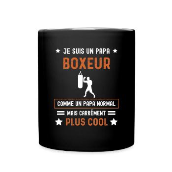 papa boxeur normal père boxe - Mug uni - noir - Devant