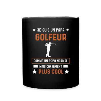 papa golfeur normal père golf - Mug uni - noir - Devant