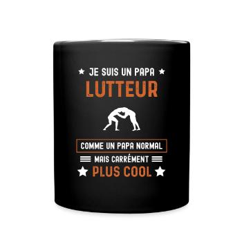 papa lutteur normal père Lutte - Mug uni - noir - Devant