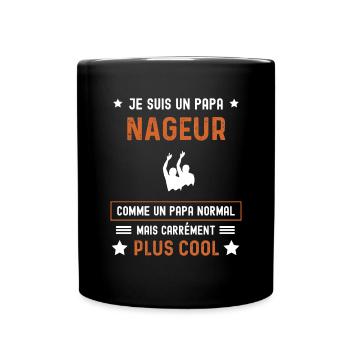 papa nageur normal père synchro - Mug uni - noir - Devant