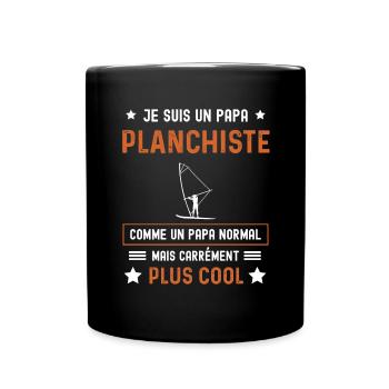 papa planchiste normal père voile - Mug uni - noir - Devant