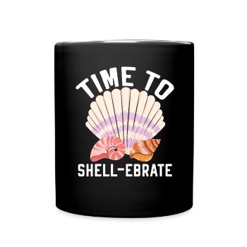 Time to collect shells Shell collecting Beachcombin - Full Colour Mug - black - Front