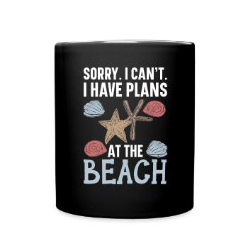 Fewer people, more shell-collecting beach combs St - Full Colour Mug - black - Front
