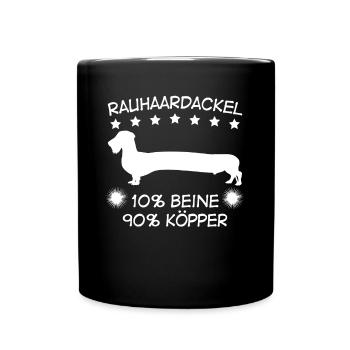 Rauhaardackel Dachshund - Tasse einfarbig - Schwarz - Vorne