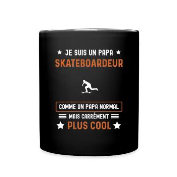 papa skateboardeur normal père skateboard - Mug uni - noir - Devant