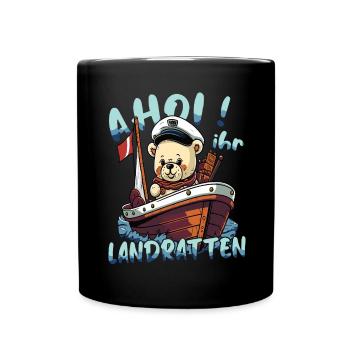 Captain illustration for little sea dog teddy bear - Full Colour Mug - black - Front