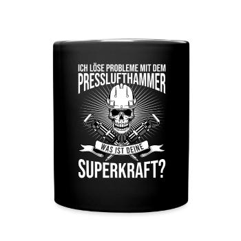 Ich Löse Probleme Mit dem Presslufthammer Straßenb - Tasse einfarbig - Schwarz - Vorne