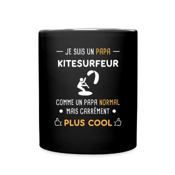 je suis un papa kitesurfeur Kitesurf - Mug uni - noir - Devant