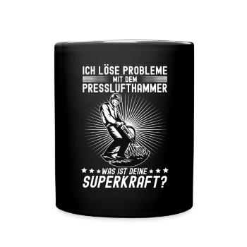 Ich Löse Probleme Mit dem Presslufthammer Straßenb - Tasse einfarbig - Schwarz - Vorne