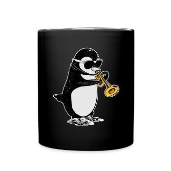Pinguin Trompete Geschenk Kinder Big Band Musik - Tasse einfarbig - Schwarz - Vorne
