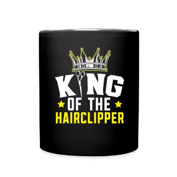 King of Hair Clippers Hairstyle Barber - Full Colour Mug - black - Front