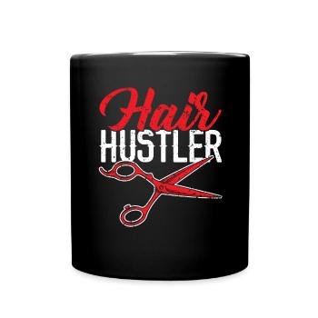 Hair Hustler Barbershop Hair Clipper Barber - Full Colour Mug - black - Front