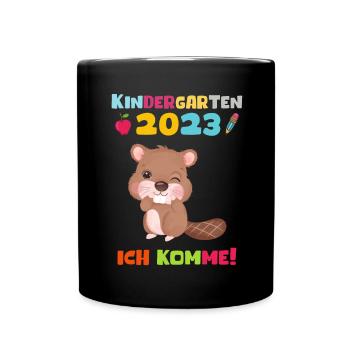 Kindergarten 2023 Ich Komme Mädchen Kita Geschenk - Tasse einfarbig - Schwarz - Vorne