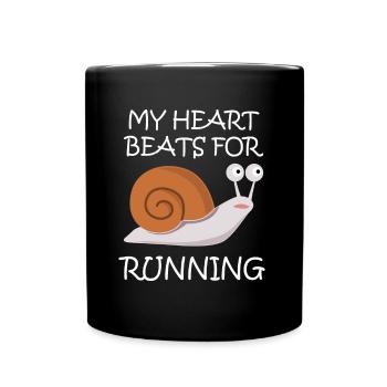 Laufen Sprinten Schnecke Laufsport - Tasse einfarbig - Schwarz - Vorne