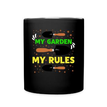 Garden rules gardeners landscaping farmers - Full Colour Mug - black - Front