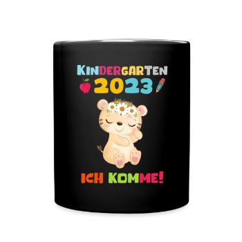 Kindergarten 2023 Ich Komme Mädchen Kita Geschenk - Tasse einfarbig - Schwarz - Vorne