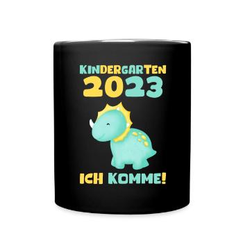 Kindergarten 2023 Ich Komme Jungen Kita Geschenk - Tasse einfarbig - Schwarz - Vorne
