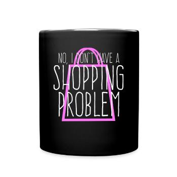 Einkaufen Shopping Einkaufstasche Shoppen - Tasse einfarbig - Schwarz - Vorne