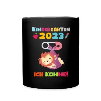 Kindergarten 2023 Ich Komme Mädchen Kita Geschenk - Tasse einfarbig - Schwarz - Vorne