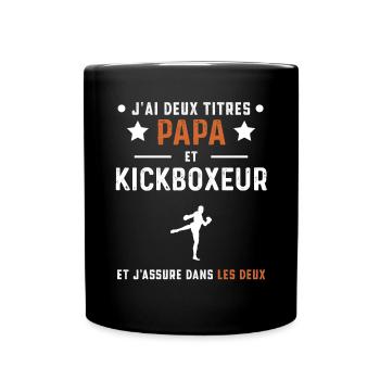 j'ai deux titres papa et kickboxeur kickboxing - Mug uni - noir - Devant