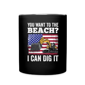 Retro Excavator Slogan Excavator Driver Construction Site - Full Colour Mug - black - Front