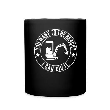 Retro Bagger Spruch Baggerfahrer Baustelle - Tasse einfarbig - Schwarz - Vorne