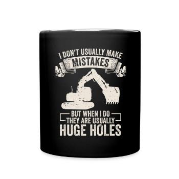 Retro Bagger Spruch Baggerfahrer Baustelle - Tasse einfarbig - Schwarz - Vorne