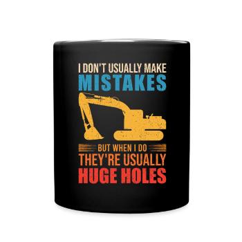 Retro Bagger Spruch Baggerfahrer Baustelle - Tasse einfarbig - Schwarz - Vorne