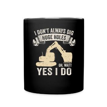 Retro Bagger Spruch Baggerfahrer Baustelle - Tasse einfarbig - Schwarz - Vorne
