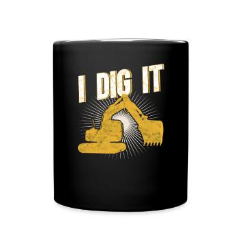 Retro Excavator Slogan Excavator Driver Construction Site - Full Colour Mug - black - Front