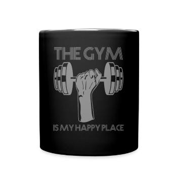Gym Hantel Pumpen Strongman Bodybuilder - Tasse einfarbig - Schwarz - Vorne