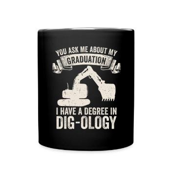 Retro Bagger Spruch Baggerfahrer Baustelle - Tasse einfarbig - Schwarz - Vorne