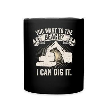 Retro Bagger Spruch Baggerfahrer Baustelle - Tasse einfarbig - Schwarz - Vorne