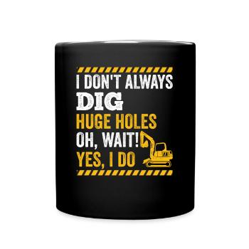 Retro Bagger Spruch Baggerfahrer Baustelle - Tasse einfarbig - Schwarz - Vorne