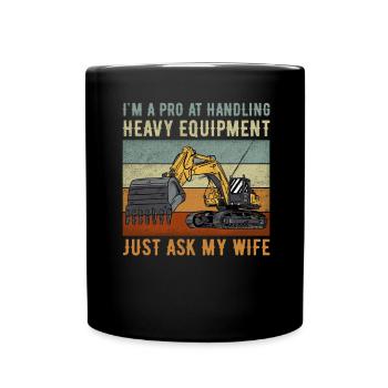 Retro Excavator Saying Excavator Driver Construction Site - Full Colour Mug - black - Front