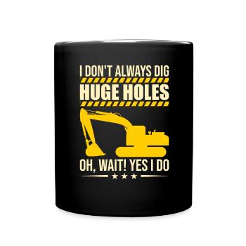Retro Bagger Spruch Baggerfahrer Baustelle - Tasse einfarbig - Schwarz - Vorne