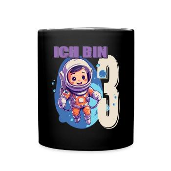 Ich bin 3 Jahre - 3. Geburtstag - Astronaut - Tasse einfarbig - Schwarz - Vorne