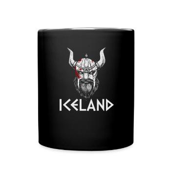 Nordische Mythologie | Wikinger Helm | Vintage - Tasse einfarbig - Schwarz - Vorne