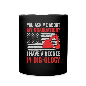 Retro Excavator Slogan Excavator Driver Construction Site - Full Colour Mug - black - Front