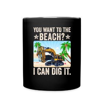 Retro Excavator Slogan Excavator Driver Construction Site - Full Colour Mug - black - Front