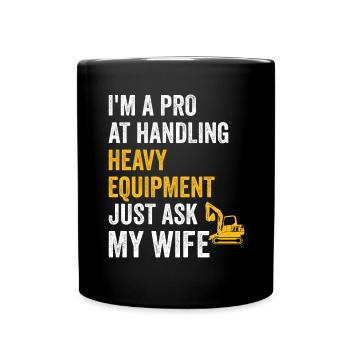 Retro Excavator Slogan Excavator Driver Construction Site - Full Colour Mug - black - Front