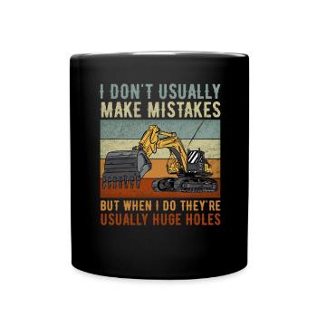 Retro Bagger Spruch Baggerfahrer Baustelle - Tasse einfarbig - Schwarz - Vorne