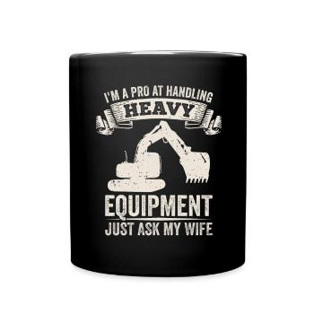Retro Excavator Slogan Excavator Driver Construction Site - Full Colour Mug - black - Front